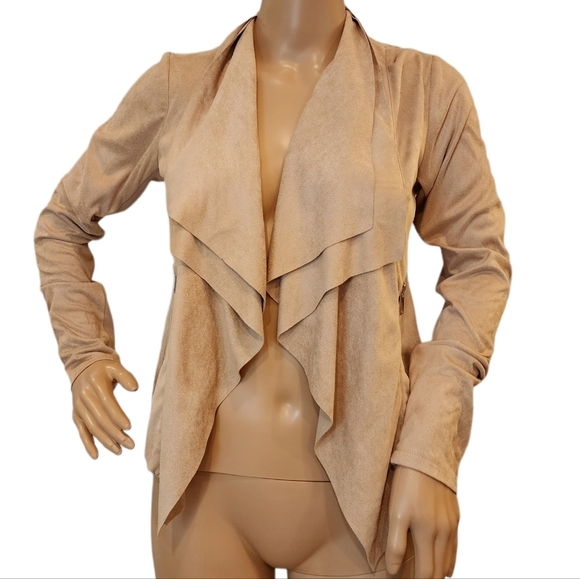 Carmen faux suede waterfall open front cardigan jacket - Picture 9 of 17